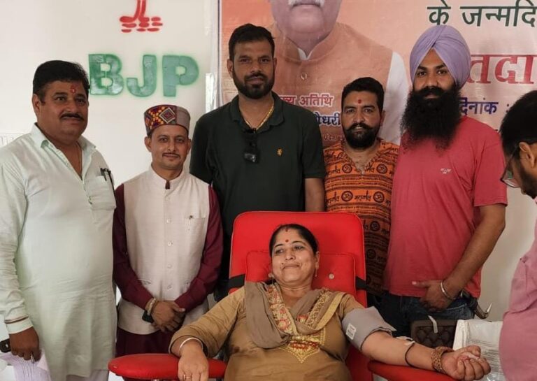 पांवटा साहिब में भाजपा युवा मोर्चा ने लगाया रक्तदान शिविर…रक्त है अनमोल…पवन