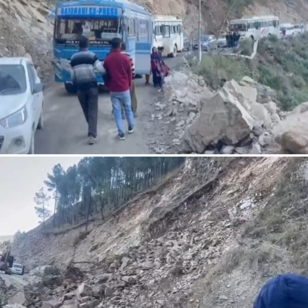 बोहराड में भूस्खलन होने से 3 घंटे तक लगा जाम.. वाहनों की आवाजाही