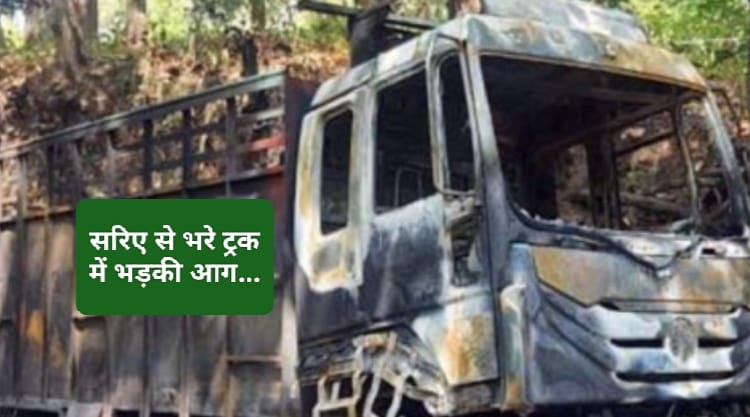 नेशनल हाईवे पर अचानक धू-धू कर जलने लगा ट्रक…लाखों का नुकसान