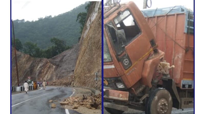 नेशनल हाईवे 707 बारिशों में जोखिमपुर्ण… पहाड़ों से गिरे पत्थर तीन गाड़ियों को नुकसान…